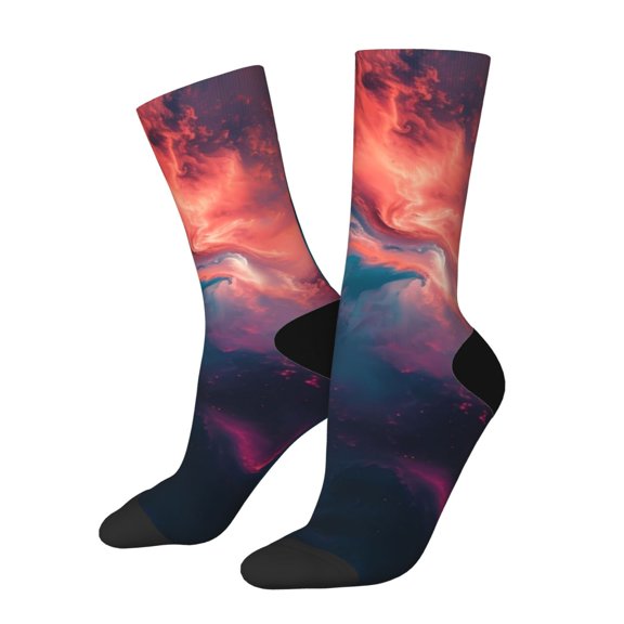 Rateoe Cosmic Paint Swirl for Women Casual Calf Socks - Cute Crew Socks - Thin Soft Above Ankle Socks Size 5-11