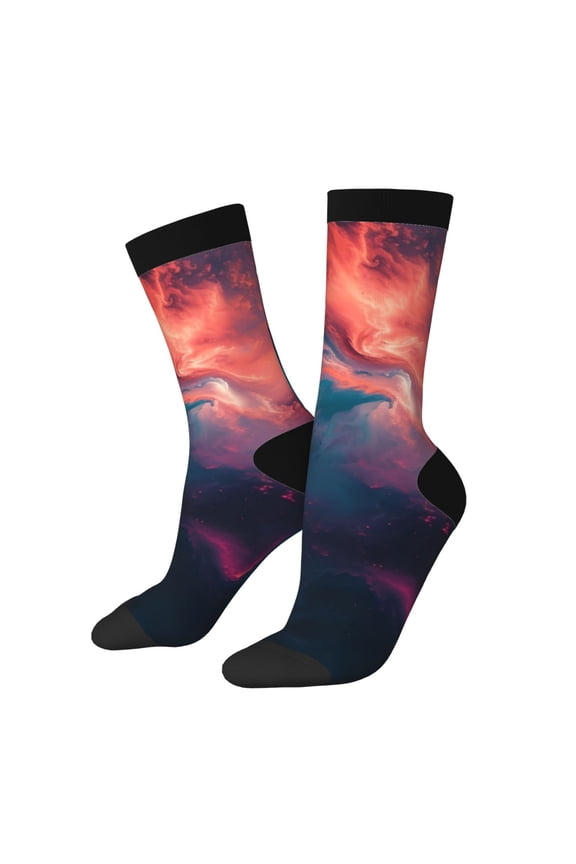 Cosmic Paint Swirl for Women Casual Calf Socks - Cute Crew Socks - Thin Soft Above Ankle Socks Size 5-11