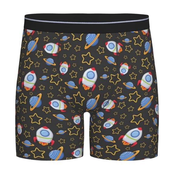Rateoe Cosmic Print Men’s Underwear Boxer Briefs Soft Comfortable Underwear Boxer Briefs, Long Leg Briefs,Anti-chafing Boxer Briefs