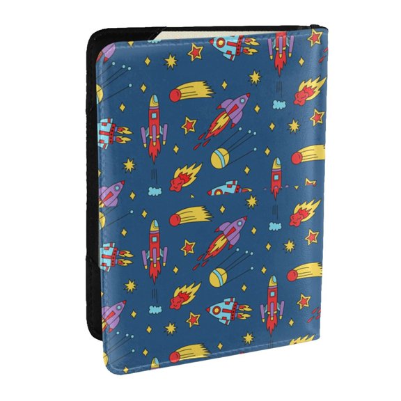 Rateoe Cosmos Rockets Pattern Passport Holder Wallet Leather Mulit-purpose Travel Wallet Credit Cards Case ,Passport Cover for Women Men-6.5 in