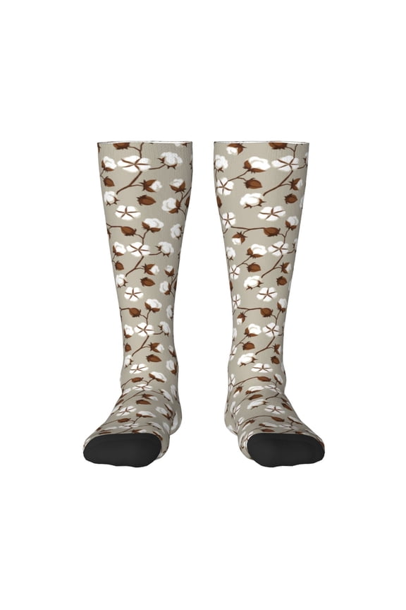 Cotton Tree Pattern Women’s Knee High Crew Socks,Trouser Socks Comfortable, Breathable, Moisture-Wicking and Soft