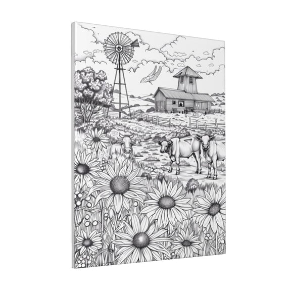 Rateoe Country Farm Scene Pattern Decorative Picture – Unique Modern Wall Art, Ready-to-Hang Canvas Print for Home (Vertical)