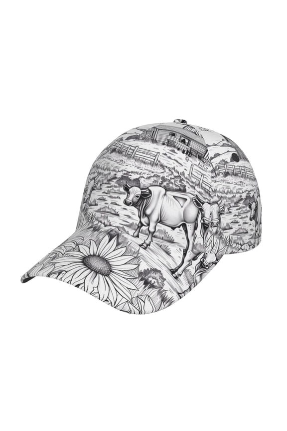 Country Farm Scene Pattern Mens Baseball Cap Adjustable Curved Brim Hat, Soft Cotton Sports Cap for Outdoor, Casual, and Everyday Wear, Comfortable & Breathable