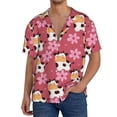 thumbnail image 1 of Rateoe Cow And Flower Print Mens Front Pocket Hawaiian Shirts Casual Shirts Short Sleeve Button Down Beach Tropical Shirts-Large, 1 of 5