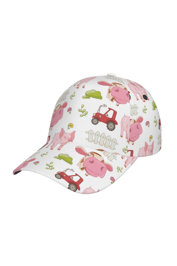 Cow And Pig Pattern Baseball Cap Outdoor Cap Mountain Dad Hat - Unstructured Soft Cotton Cap-Adjustable UV Protection Cap