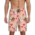 thumbnail image 1 of Rateoe Cow Flower And Heart Print Men's Lounge Shorts – Soft & Breathable Pajama Bottoms with Pockets, Elastic Waistband, Lightweight Sleepwear for Nightwear & Loungewear-X-Large, 1 of 6
