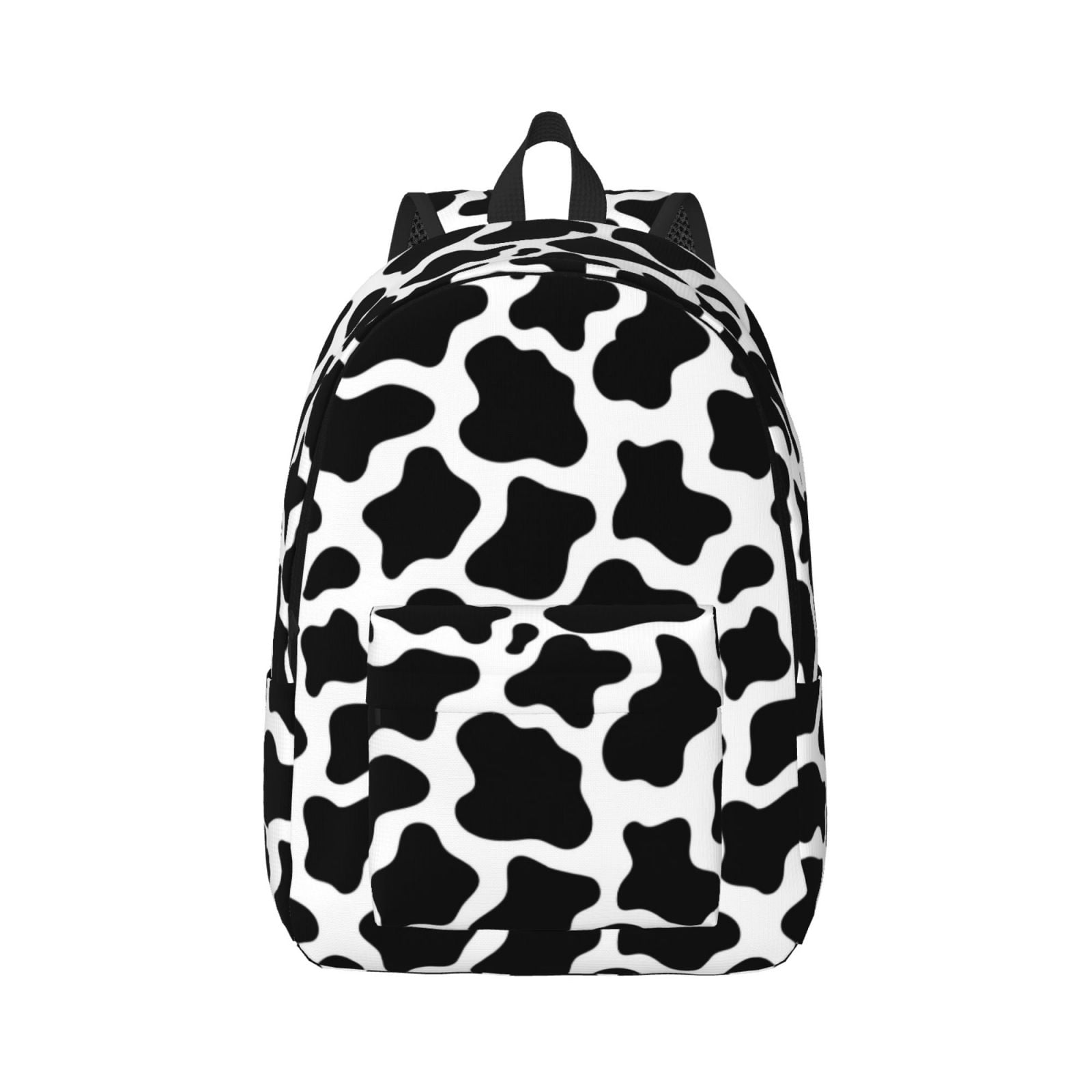 Rateoe Cow Print Black White Pattern Canvas College Laptop Backpack,Travel Daypack,Durable Rucksack Travel Notebook Bag School Backpack Book Bag for Men Women-Medium