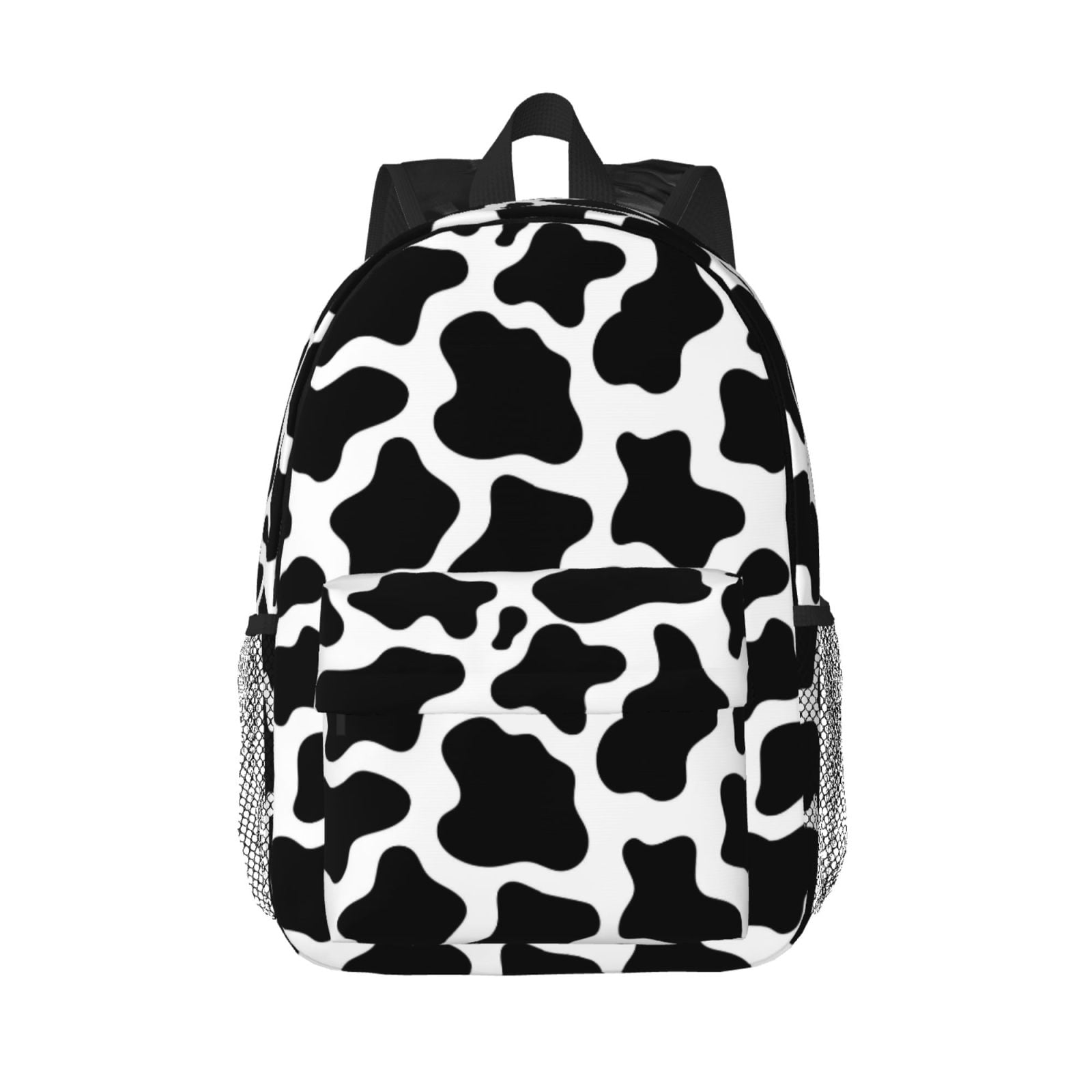 Rateoe Cow Print Black White Pattern Student Backpack Water-resistant Backpack 15-inch Laptop Backpack Lightweight Adjustable School Backpack