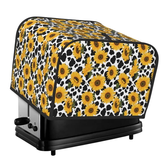 Rateoe Cow Print Sunflower Pattern Toaster Covers 4 Slice Wide Slot,Bread Machine Cover,Bread Dust Cover & Fingerprint Protection,Appliance Covers