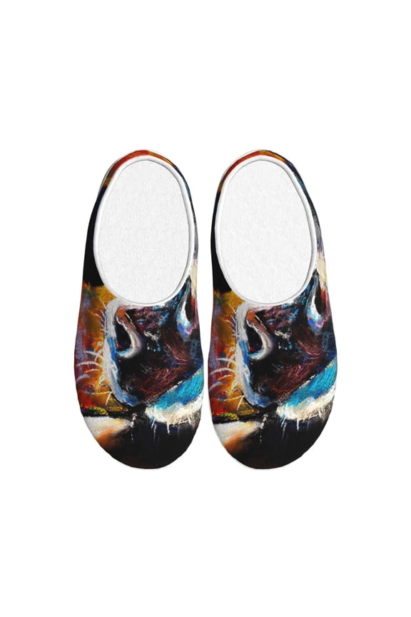Cow Print Women's Men's Cotton Knit Slippers Lightweight Memory Foam Indoor House Shoes with Anti-Skid Sole-42/43