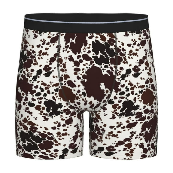 Rateoe Cow Skin Print Men’s Underwear Boxer Briefs Soft Comfortable Underwear Boxer Briefs, Long Leg Briefs,Anti-chafing Boxer Briefs