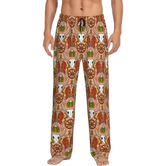 Rateoe Cow Skull Pattern Men’s Ultra-Soft Comfy Pajama Lounge Pants Sleepwear,Comfortable Lounge Wear,lightweight Pajamas, Casual Home Wear-Small