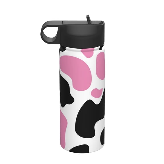 Rateoe Cow Spots Printed 18oz Sports Insulated Water Bottle, Double-Walled Stainless Steel Kettle with Leak-Proof Straw Lid, Portable & BPA-Free for Outdoor, Gym, Camping, and Travel