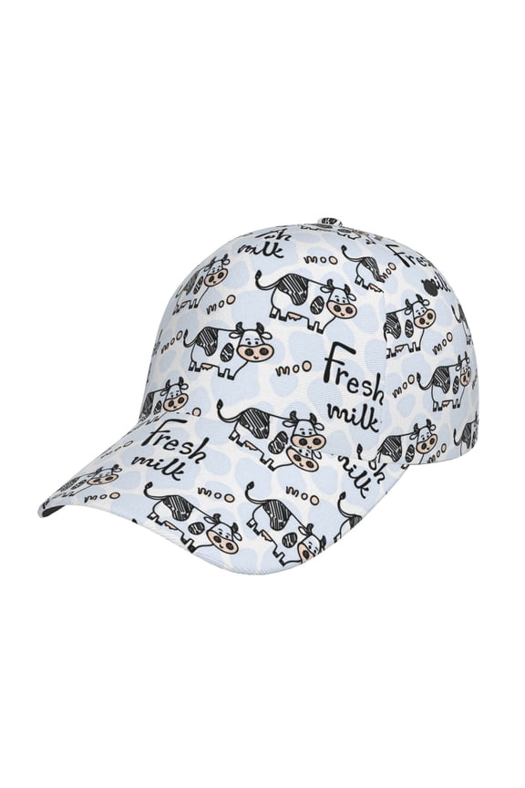 Cow With Fresh Milk Pattern Baseball Cap Outdoor Cap Mountain Dad Hat - Unstructured Soft Cotton Cap-Adjustable UV Protection Cap