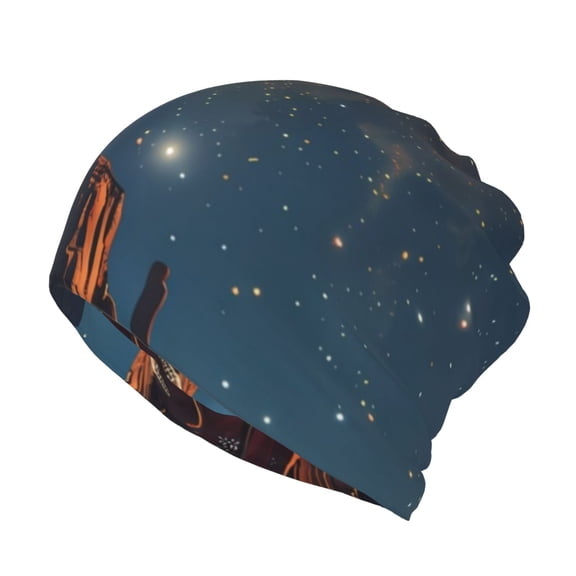 Rateoe Cowboy Boots Under Starry Sky Cotton Slouchy Beanie Hat for Men/Women,Lightweight Oversize Large Thin Skull Cap Night Sleeping Cap