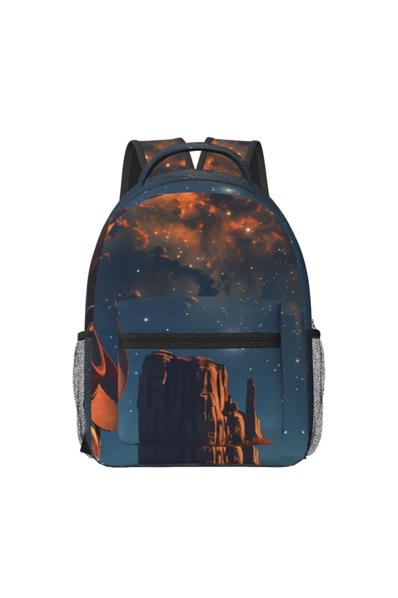 Cowboy Boots Under Starry Sky Pattern Durable Student Backpack Laptop Bag- Ergonomic Design, Waterproof Twill Fabric - Ideal for School, Travel, and Outdoor Activities-One Size