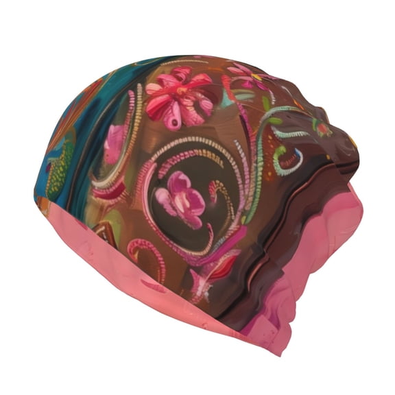 Rateoe Cowboy Boots With Flowers Cotton Slouchy Beanie Hat for Men/Women,Lightweight Oversize Large Thin Skull Cap Night Sleeping Cap