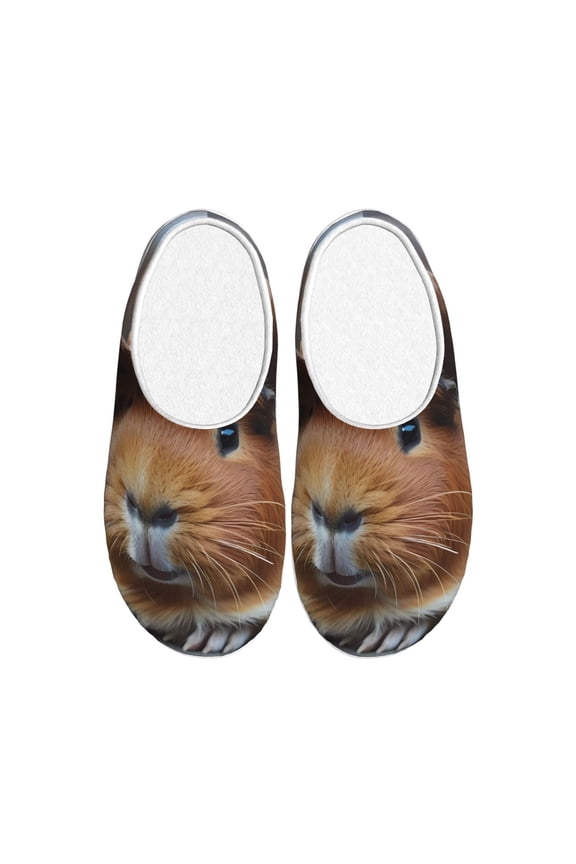 Cowboy Hat Guinea Pig Print Women's Men's Cotton Knit Slippers Lightweight Memory Foam Indoor House Shoes with Anti-Skid Sole-39/40