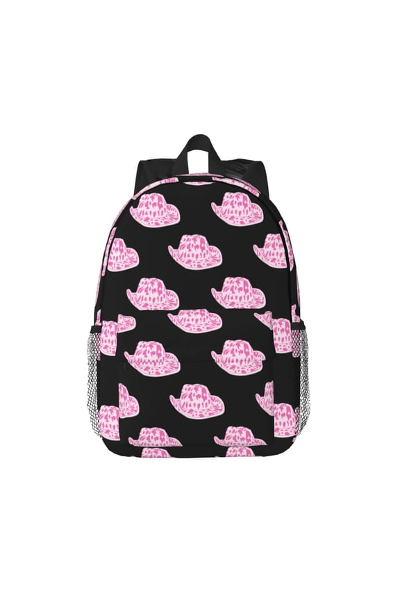 Cowboy Hat Pattern Student Backpack Water-resistant Backpack 15-inch Laptop Backpack Lightweight Adjustable School Backpack