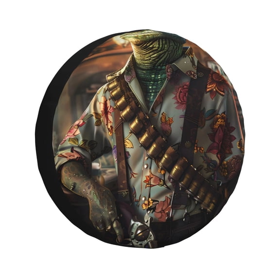 Rateoe Cowboy Iguana Floral Shirt Pattern Tire Cover Wheel Protectors Weatherproof Wheel Covers Universal Fit for Trailer Rv SUV Truck Camper Travel Trailers Accessories-14 inch