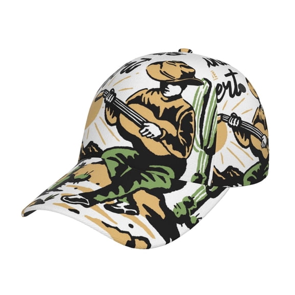 Rateoe Cowboy Playing Guitar Pattern Men’s Baseball Cap – Adjustable Curved Brim Hat, Soft Cotton Sports Cap for Outdoor, Casual, and Everyday Wear, Comfortable & Breathable