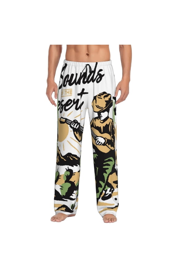 Cowboy Playing Guitar Pattern Men’s Ultra-Soft Comfy Pajama Lounge Pants Sleepwear,Comfortable Lounge Wear,lightweight Pajamas, Casual Home Wear-XX-Large