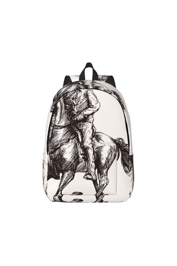 Cowboy Ride A Horse Pattern Canvas College Laptop Backpack,Travel Daypack,Durable Rucksack Travel Notebook Bag School Backpack Book Bag for Men Women-Medium