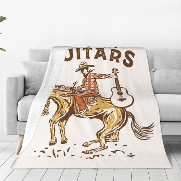 Rateoe Cowboy Rodeo Guitar Print Fuzzy Fleece Throw Blanket Extra Large,Super Soft,Fluffy and Warm Blankets for Couch,Bed,All Season Use (60"x50")