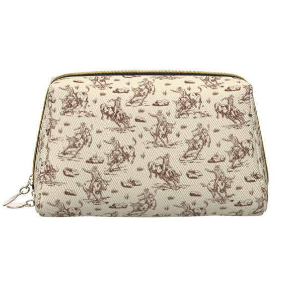 Rateoe Cowboy Sitting On Cow Back for Travel Makeup Bag,Large Capacity Cosmetic Bags for Women,Waterproof Portable Pouch Open Flat Toiletry Bag Make up Organizer