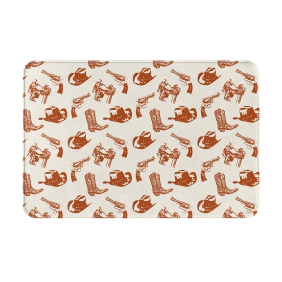 Rateoe Cowboy Western Pattern Flannel Door Mat Indoor Outdoor Entrance, Waterproof All-Weather Doormat,Fade Resistant, Low Profile Entryway Mat 16x24in