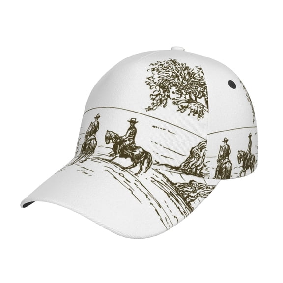 Rateoe Cowboys Riding A Horse Near A Tree Pattern Men’s Baseball Cap – Adjustable Curved Brim Hat, Soft Cotton Sports Cap for Outdoor, Casual, and Everyday Wear, Comfortable & Breathable