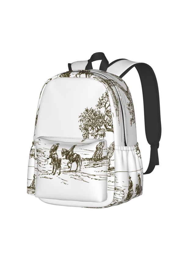 Cowboys Riding A Horse Near A Tree Pattern Student Backpack,Backpack for School,Lightweight Bag,Travel Backpack,Outdoor Backpack,Large Capacity Backpack