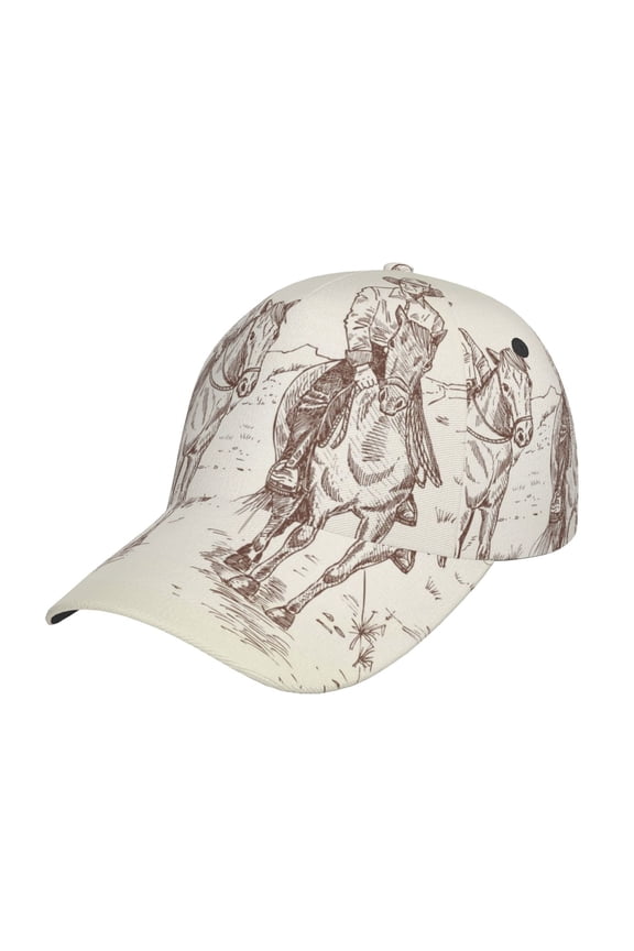 Cowboys Riding Horses In Desert Pattern Mens Baseball Cap Adjustable Curved Brim Hat, Soft Cotton Sports Cap for Outdoor, Casual, and Everyday Wear, Comfortable & Breathable