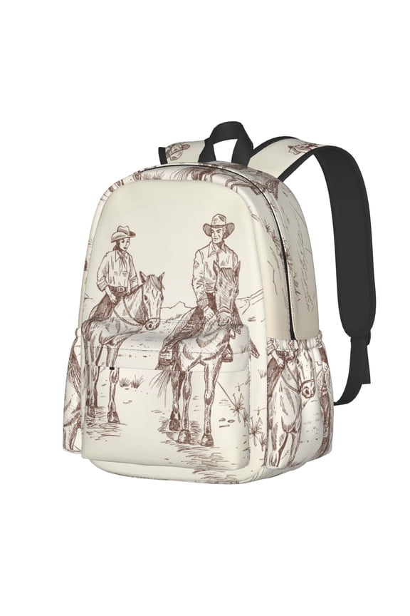 Cowboys Riding Horses In Desert Pattern Student Backpack,Backpack for School,Lightweight Bag,Travel Backpack,Outdoor Backpack,Large Capacity Backpack