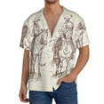 thumbnail image 1 of Rateoe Cowboys Riding Horses In Desert Pattern Men's Short Sleeve Classic Shirt, Casual Short-Sleeved Shirt, Lightweight Summer Shirt, Cuban Collar Shirt,Button-Front Shirt-Medium, 1 of 5