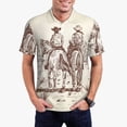 thumbnail image 1 of Rateoe Cowboys Riding Horses Pattern Men's Short Sleeve Polo Shirts, Golf Polo Shirts Short Sleeve Performance Moisture Wicking Dry-X-Large, 1 of 6