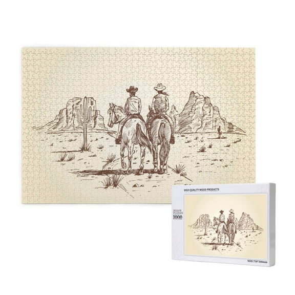 Rateoe Cowboys Riding Horses Pattern Wooden Picture Puzzle ,1000 Piece Jigsaw Puzzle ,Family Fun Puzzle, Home Dcor Puzzle, Gift Puzzle(Horizontal style)