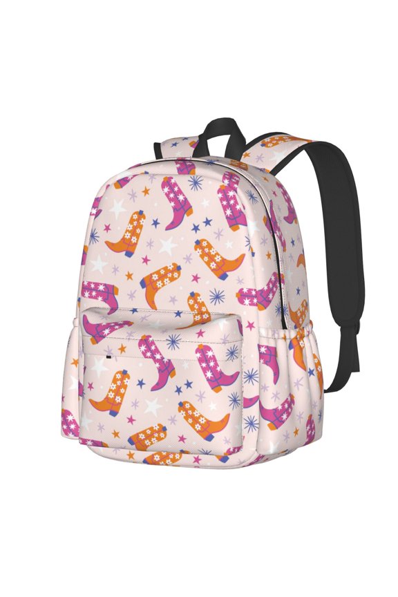Cowgirl Boots Pattern Student Backpack,Backpack for School,Lightweight Bag,Travel Backpack,Outdoor Backpack,Large Capacity Backpack