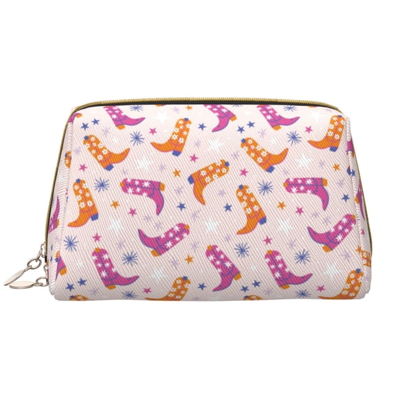 Rateoe Cowgirl Boots for Travel Makeup Bag,Large Capacity Cosmetic Bags for Women,Waterproof Portable Pouch Open Flat Toiletry Bag Make up Organizer