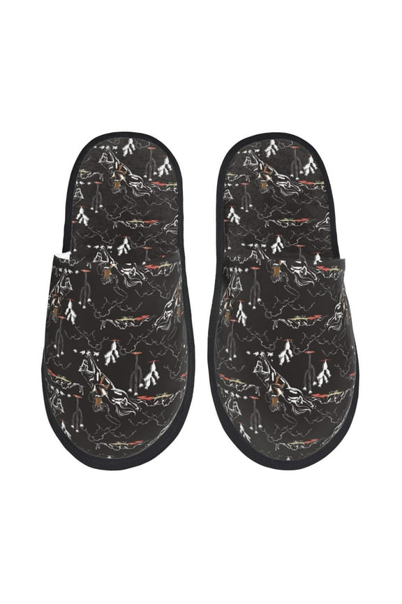 Cowgirl In Desert Pattern Fuzzy Slippers Fuzzy Soft House Slippers Plush Furry Warm Cozy Open Toe Fluffy Home Shoes-Large