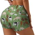thumbnail image 1 of Rateoe Cows And Calves Printed Power Workout Shorts for Women Tummy Control Squat Proof Ribbed Thick Seamless Scrunch Active Short-Medium, 1 of 8