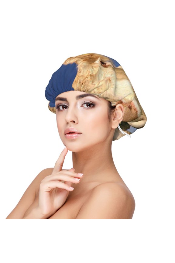 Cows Cattles Pattern Silk Satin Hair Bonnet for Sleeping, Adjustable Sleep Cap Turban for Women , Curly Straight Hair Long Large Braid