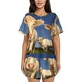 thumbnail image 1 of Rateoe Cows Cattles Pattern Women's Short-Sleeved Pajama Set - 2 Piece Soft and Lightweight Sleepwear Set-Large, 1 of 7