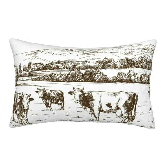 Rateoe Cows Grazing On The Meadow 2 Pattern Pillow Covers with Invisible Zipper(Pillows are not Included) Standard Pillowcases-20"x30"