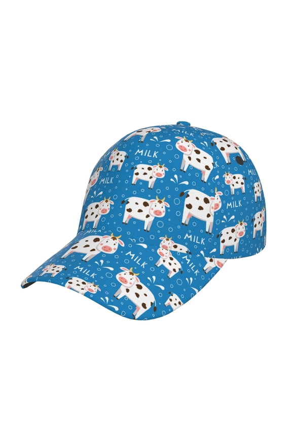 Cows Milk Pattern Mens Baseball Cap  Adjustable Curved Brim Hat, Soft Cotton Sports Cap for Outdoor, Casual, and Everyday Wear, Comfortable & Breathable