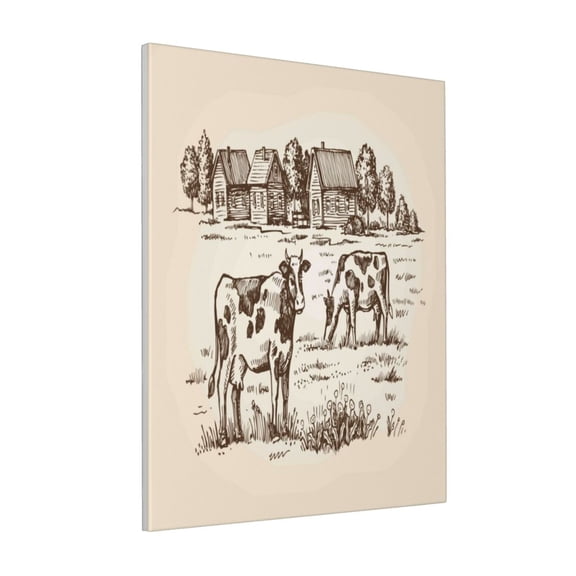 Rateoe Cows On The Farm Pattern Decorative Picture – Unique Modern Wall Art, Ready-to-Hang Canvas Print for Home (Vertical)