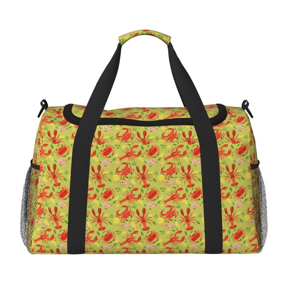 Rateoe Crab Lobster Pattern Gym Bag for Women, Duffle Bag for Travel with Wet Pocket, Carry on Weekender Bags for Women, Water Resistant Travel Bag Duffel Bag