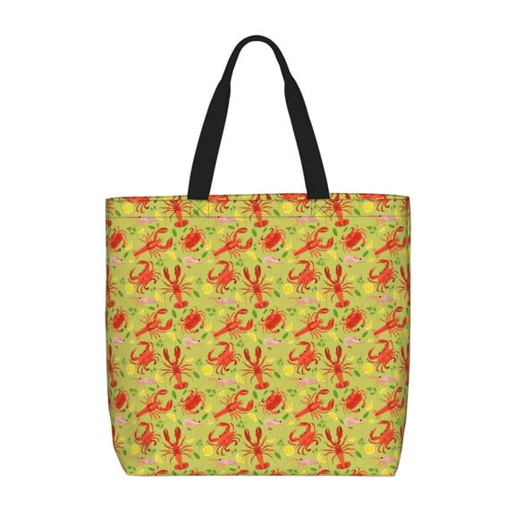 Rateoe Crab Lobster Print Lightweight Tote Bag for Women, Water-Resistant Shoulder Bag with Zipper, Spacious Casual Handbag for Work, School, Shopping