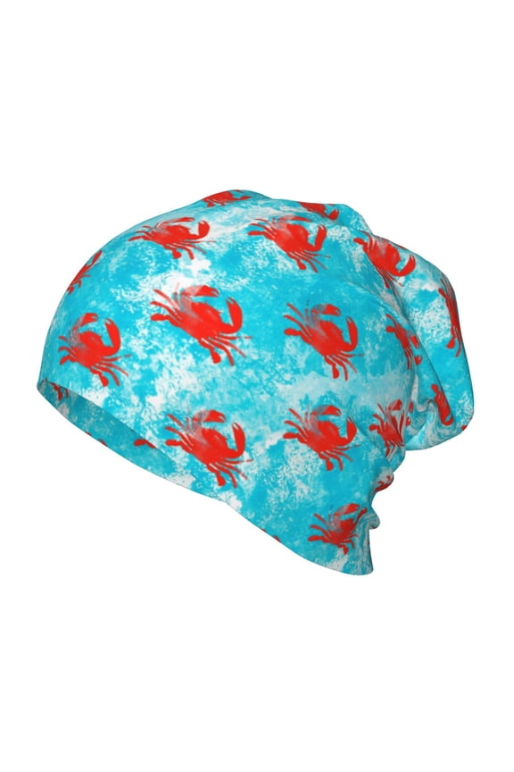 Crab Swims In The Ocean Kids Beanie Warm Knit Beanie Hats Boys Girls Winter Hat Soft Slouchy Hats for Kids