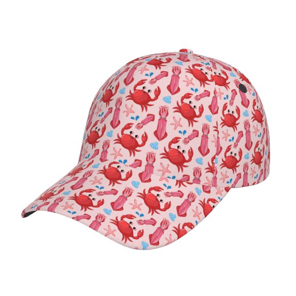 Rateoe Crabs Starfish Pattern Mens Baseball Cap Adjustable Curved Brim Hat, Soft Cotton Sports Cap for Outdoor, Casual, and Everyday Wear, Comfortable & Breathable